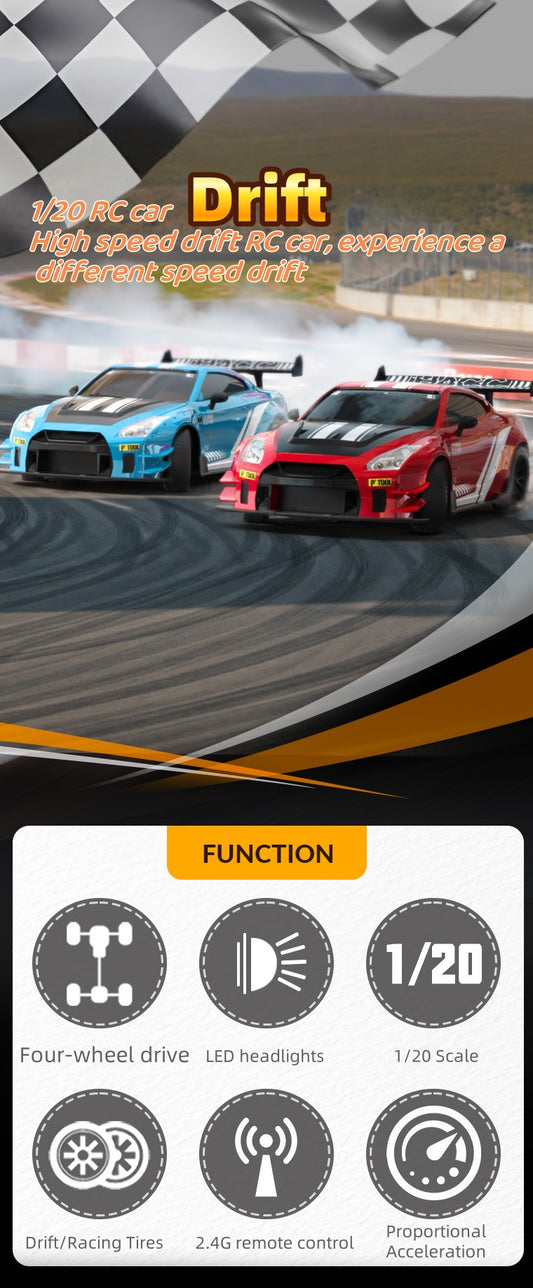 Four-wheel drive remote control drift car, 1:20 real car model
